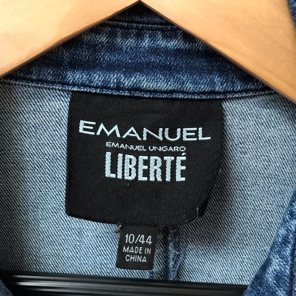 Vintage Emanuel Ungaro LIBERTE denim blazer jacket size  10 - Picture 5 of 12